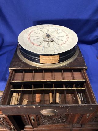 Antique Boye Needle Rotary Bobbins Shuttles Top spool Display,  Drawer & Contents 2