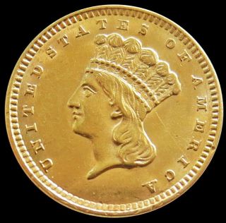 1857 Gold United States Princess Head $1 Dollar Coin Type 3