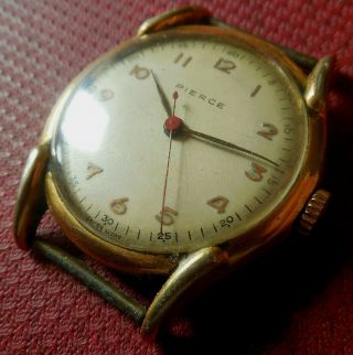 Vintage 1940s Oversized Pierce 15 Jewels Swiss Made Running Wristwatch