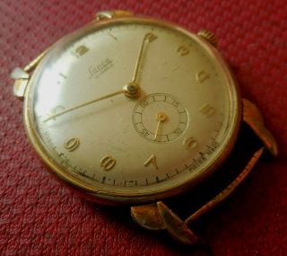 Vintage 1940s Oversized Lanco 15 Jewels Swiss Made Running Wristwatch