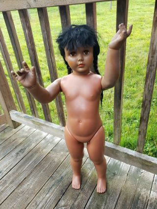 Vintage African American Play Pal Companion Clone Doll/damage To Hair.  Marked Ae