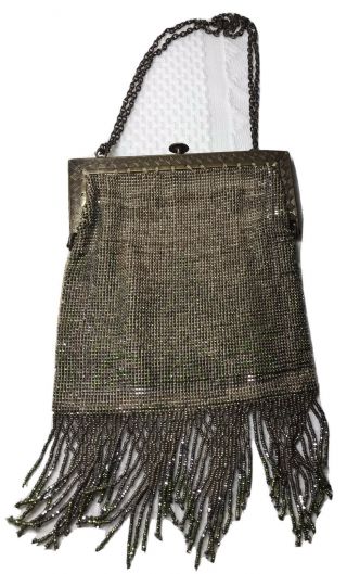 Vintage Antique 1920s Art Deco French Ladies Fashion Steel Beaded Bag Purse