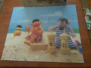 Vintage Sesame Street Puzzle 24 Piece Bert Ernie The Count Sand Beach Mb