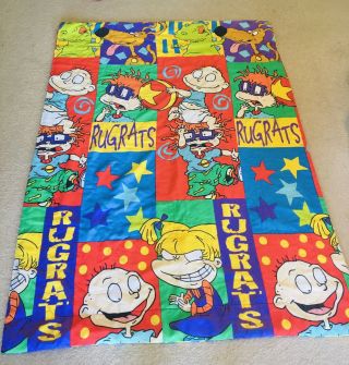 Vtg 1996 Rugrats Comforter Blanket Tommy Pickles Reptar Angelica Spike 86 " X 62 "