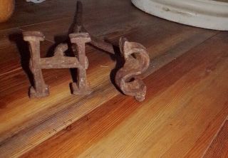 Antique Vintage Hand Forged Cattle Branding Iron Letters S & H/ H & S