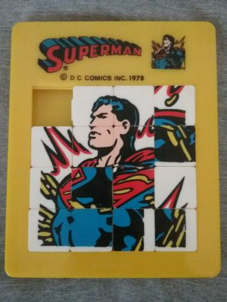 1978 Dc Comics Superman Slide Tile Puzzle American Publishing Corp Hong Kong