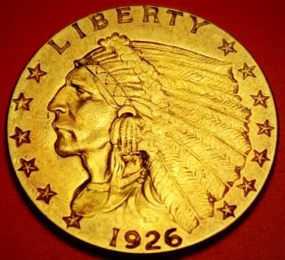 1926 Quarter Eagle,  $2.  5 Gold Indian,  Sharp Fast