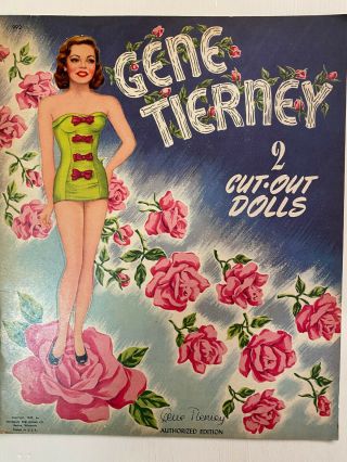 Vintage Gene Tierney 2 Cut Out Dolls Paper Dolls,  1947 Whitman Publishing,