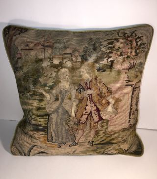 Antique 19th Century French Aubusson Tapestry Boudoir Cushion / Pillow.