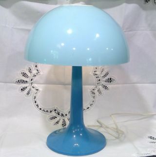 Vintage 60s 70s Gilbert Blue Plastic Mushroom Lamp Retro Mcm Mod Hippie