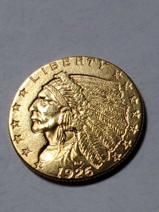 1926 Gold Indian Head $2 1/2 Dollar U.  S.  Gold Quarter Eagle