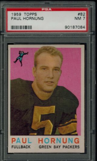 1959 Topps 82 Paul Hornung Card Psa 7 Nearmint Packers