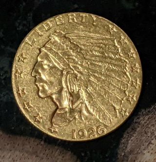 1926 Gold Indian Head 2 1/2 Dollar Us $2.  5 Quarter Eagle Coin