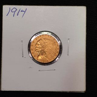 1914 Gold United States $2.  5 Dollar Indian Head Quarter Eagle Coin Better Date