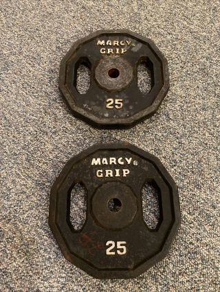 2 X 25 Lb Vintage Usa Made Iron Standard 1” Barbell Weight Plates (50 Lbs)