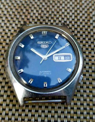Vintage Seiko 5 6119 - 7103 Automatic 21j Blue Dial Watch Runs