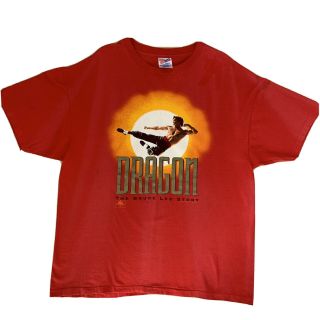 Dragon The Bruce Lee Story Vintage Shirt Xl Red Movie Promo Hong Kong The Crow
