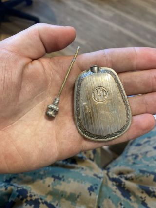 Tiny LYDIA PINKHAM ' S silver PATENT MEDICINE antique purse PERFUME flask 2