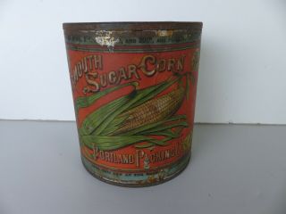 Antique Food Advertising Tin Yarmouth Sugar Corn Portland Packing Co Me