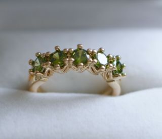 Antique Jewelry Ring Peridot Art Deco Gold Dress Vintage Jewellery L1/2