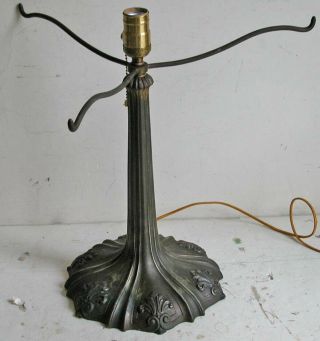 Antique E Miller Gas Table Lamp Bronze Patinated Fluted Fleur Di Lys Decorated