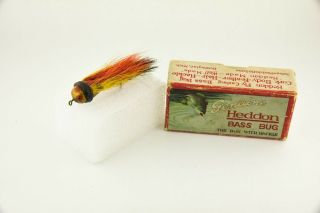 Vintage Heddon Bass Bug Antique Fly Fishing Lure In Down Bass Box Jj7