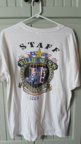 Willie Nelson Fourth Of July Picnic Staff T - Shirt 1999 Luckenbach Texas