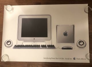 Vintage Apple Poster Introducing Power Mac G4 Cube Actual Size 2000
