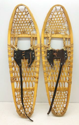 Antique Vintage 10 " X 36 " Trapper Snowshoes Usable Or Decor