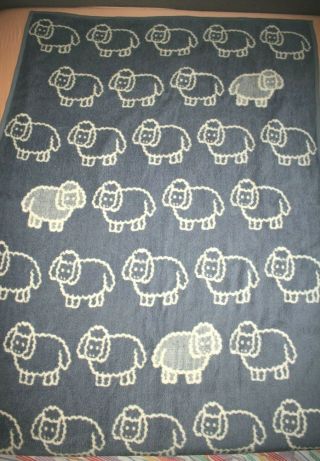 Vintage Crown Crafts Acrylic Throw Blanket Sheep Lambs Reversible 57 " X 80 " 80 