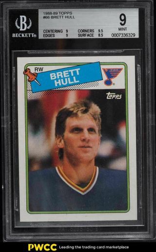 1988 Topps Hockey Brett Hull Rookie Rc 66 Bgs 9