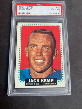 1964 Topps Football 30 Jack Kemp Psa 6 Pop 79 Bills Occidental Afl Set Break