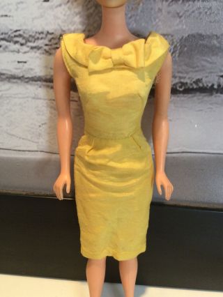 Vintage Barbie Doll Doll Pak Bright Gold Yellow Silk Shantung Sheath Dress 1960s