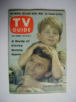 Wisconsin Jan 28 1961 Tv Guide Andy Griffith Ron Howard Bobby Darin Marlo Thomas