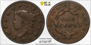 1823/2 Coronet Head Large Cent Pcgs Secure Vg 10 3/2 Overdate Variety