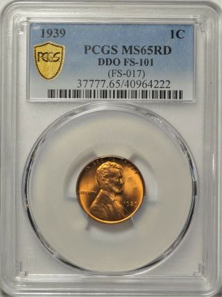 Ddo 1939 1c Pcgs Ms 65 Rd Gem Unc Doubled Die Obverse Lincoln Cent Fs - 101 Coin