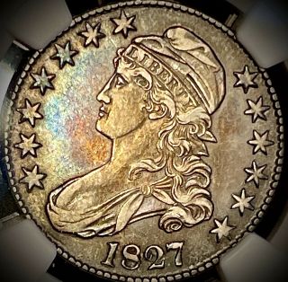 1827 Us Capped Bust Half Dollar.  50 50c Ngc Xf 45 Square Base 2 Choice