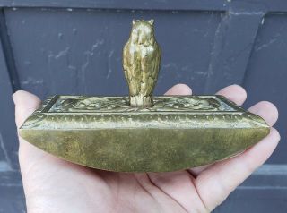 Antique Vintage Cast Brass Figural OWL Rocking Ink Blotter Judd Desk Set Era 2