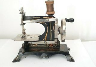 Antique German Toy Sewing Machine Art Deco Graphics