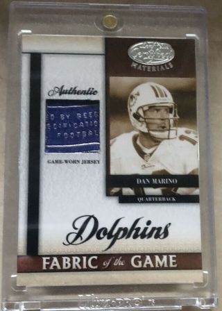 Dan Marino 2008 Leaf Certified Fabric Of The Game 30/99 Laundry Tag