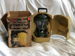 Vintage 1970’s Coleman Double Mantle Model 220h Camping Lantern W/clam Case