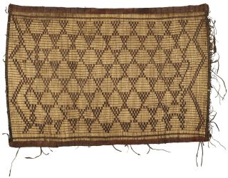 Old African Tuareg Art Woven Straw Leather Carpet Mat Niger Mali Sahara Desert