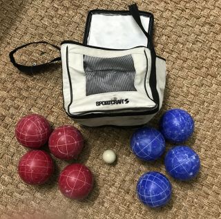 Vintage Sportcraft Official Bocce Ball Set Made In Italy Carrying Bag Case