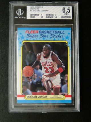 Michael Jordan 1988 - 89 Fleer Sticker 7 Bgs 6.  5
