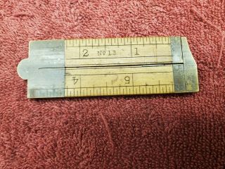 1910s Stanley Rule & Level Co.  No.  13 Rare Antique 2 Fold 6 " Ruler Caliper Combo