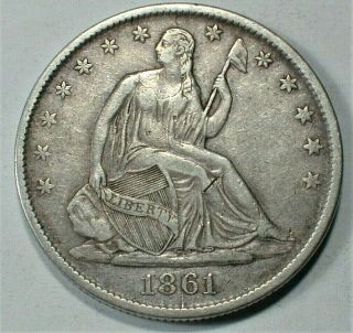 1861 - O Usa Seated Half Dollar Csa Die Crack Speared Berry & Date Wb103,  104 (647)