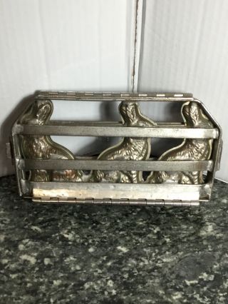 Vintage Chocolate/candy Mold - 3 Easter Bunnies/rabbits Double Hinged Antique