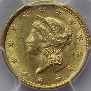 1853 Liberty Head Gold Dollar Pcgs Ms 61