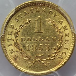 1853 Liberty Head Gold Dollar PCGS MS 61 2