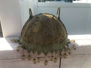 Vintage Beaded,  Lace And Brocade Headboard Mount Reading Lamp Bed Light